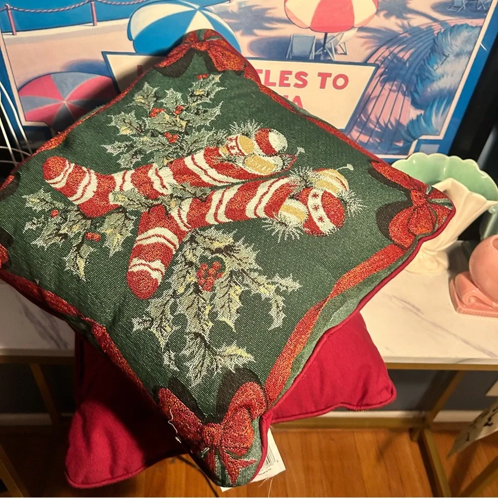 Martha Stewart two holiday tapestry pillows